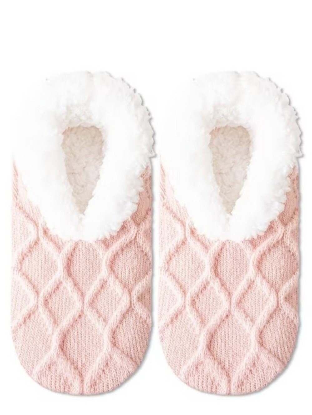 Cozy Pink Or Gray Fleece-Lined Women's Slipper Socks Fits Size 7-11